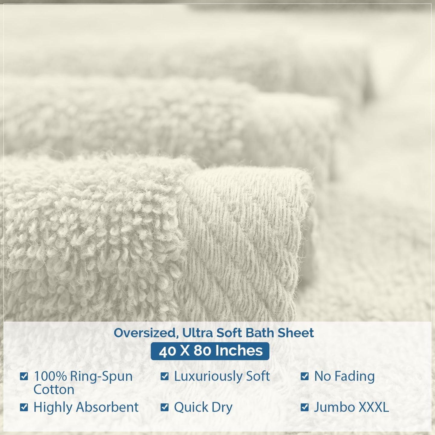 DAN RIVER Pack of 1 Bath Sheet 40x80 Inches, Extra Large Quick Dry Bath Towels, Hotel Collection Towels for Adults - Ivory