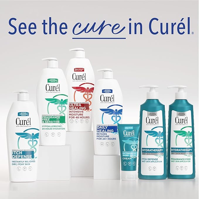 Curel Itch Defense In Shower Lotion for Sensitive and Dry Skin, 12 Oz + Itch Defense Body Wash, 10 Oz, Ceramide Moisturizer, Repairs Moisture Barrier, Body Care, Unscented (Pack of 2)