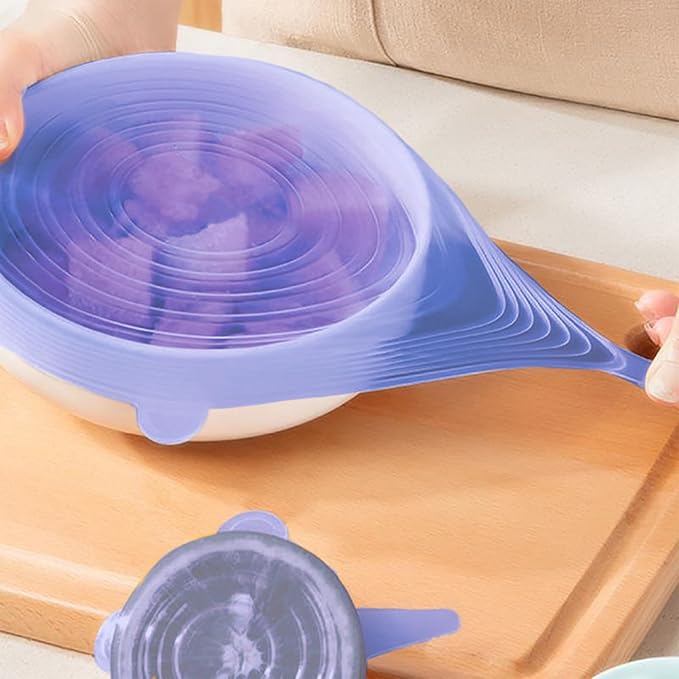 Reusable Silicone Stretch Lids – 18PCS Round & Square Stretchy Food Covers, Airtight & Leakproof, Microwave & Dishwasher Safe Blue