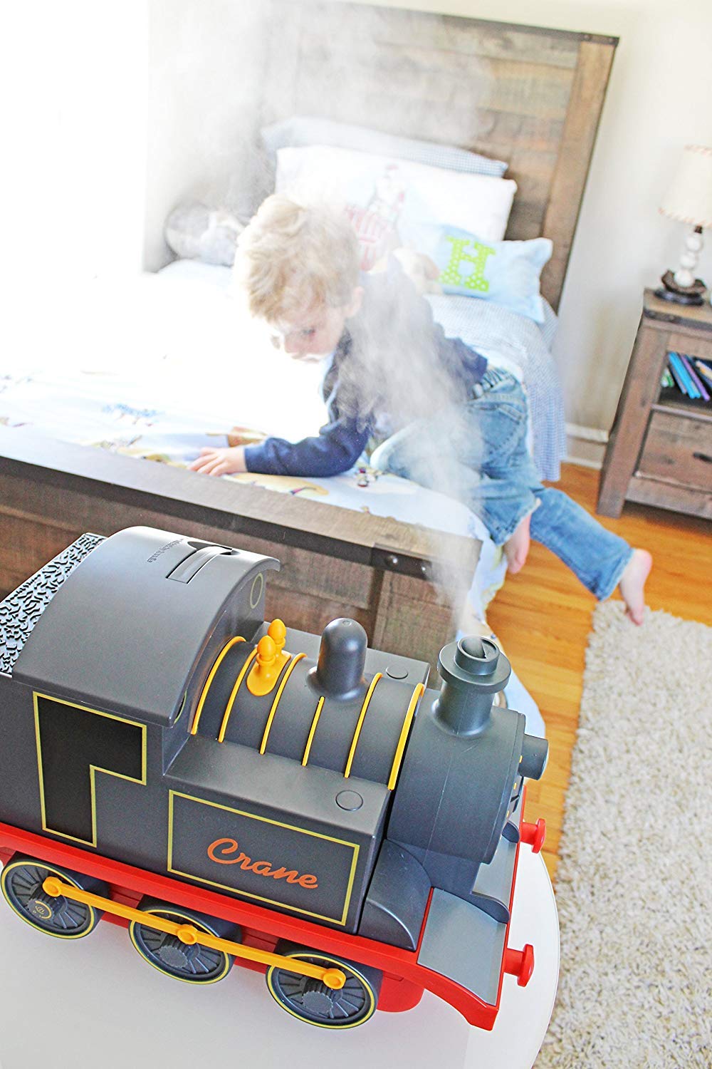 Crane Cool Mist Ultrasonic Baby Humidifier For Nursery And Kids Room, Auto Shut Off 1 Gallon, Optional Filter, Playful Design, T