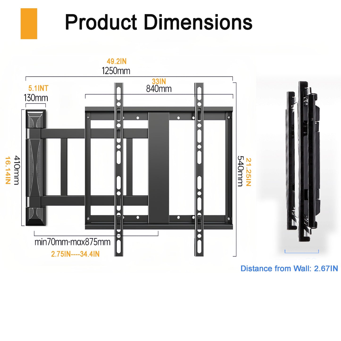 Full Motorized TV Wall Mount for 65-86in Large TVs, Long Arm Smart Slim Folding Wall Mount ±90° Swivel Tilt Extension Adjustable TV Mount Max VESA Size 750x600mm,Holds 180 lbs (Black, 75-86in)