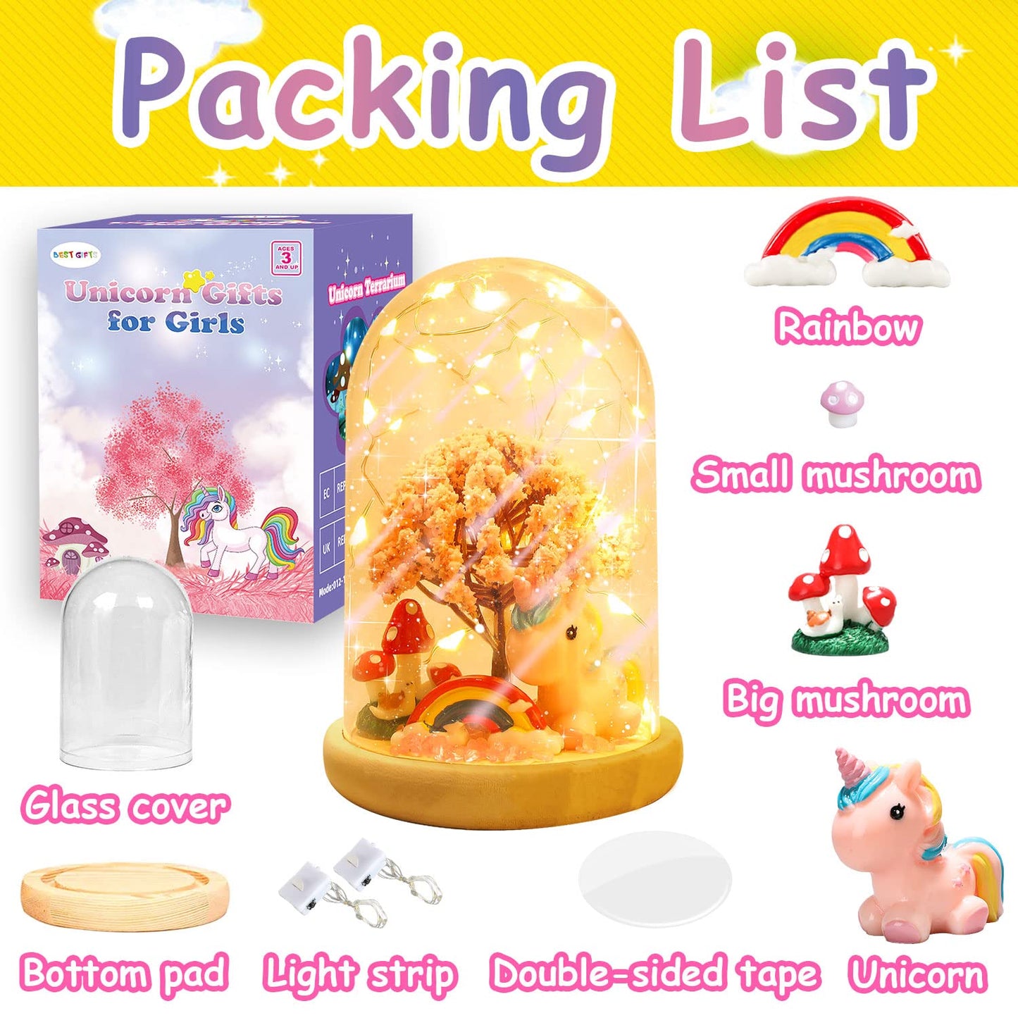 HONGID Make Your Own Unicorn Night Light - Unicorn Craft Kit for Kids,Unicorn Toys for Girls,Kids Christmas Gifts for Teen Girls Age 3+