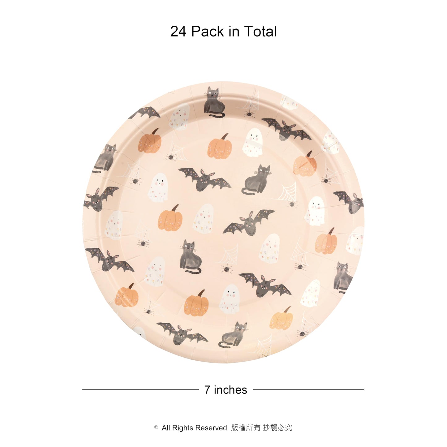 Cheerland Pastel Halloween Party Plates Disposable Cute Ghost Summerween Party Plates Pumpkin Plates for Halloween Decoration Kids Birthday Baby Shower and Spooky Party Decorations 7 Inch Pack of 24