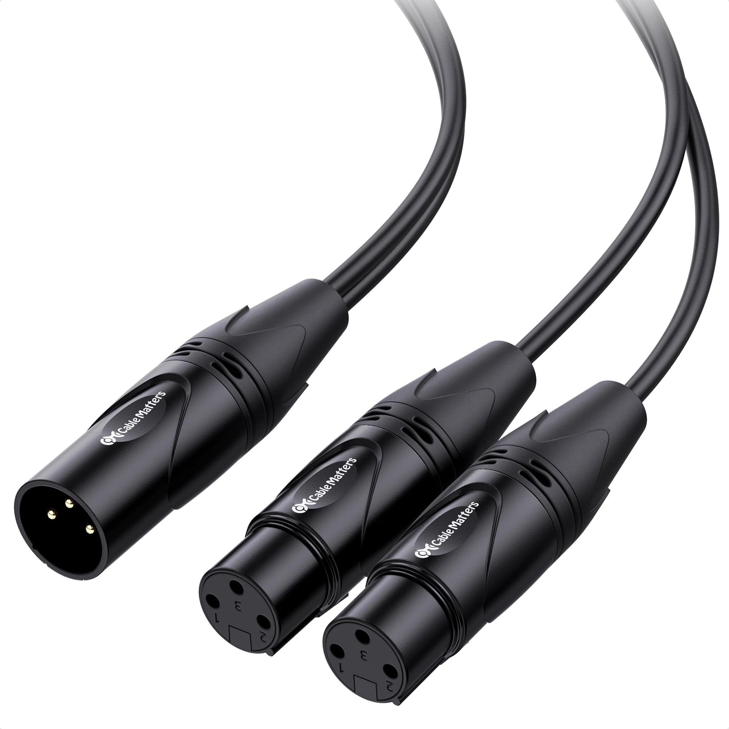 Cable Matters Balanced XLR Splitter Cable - 1.5ft / 0.5m, Male to 2 Female XLR Y Cable, Microphone Splitter 1 Male to 2 Female