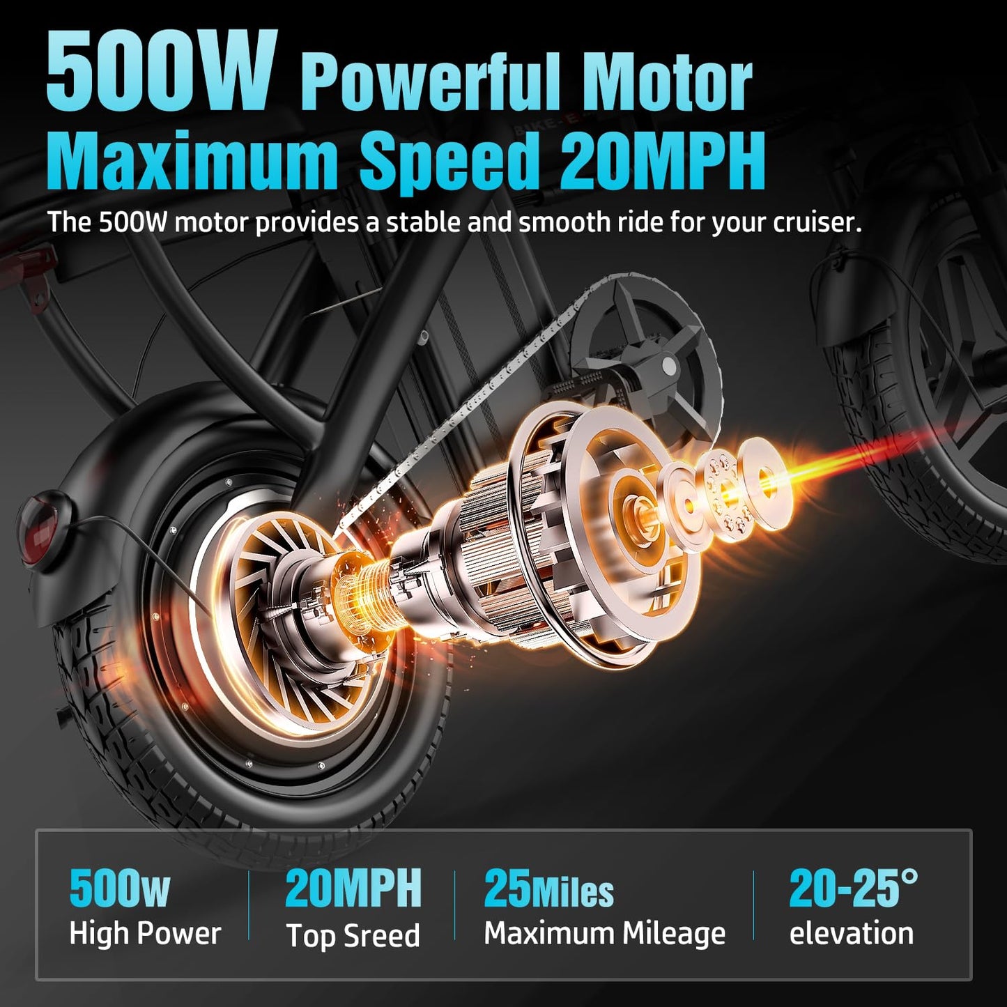 ASKGO Z6 Foldable Electric Bike for Adults, 14" Electric E-Bike with 500W Peak Motor, Max 25Miles 20MPH Electric Bicycles, Dual Front Suspension