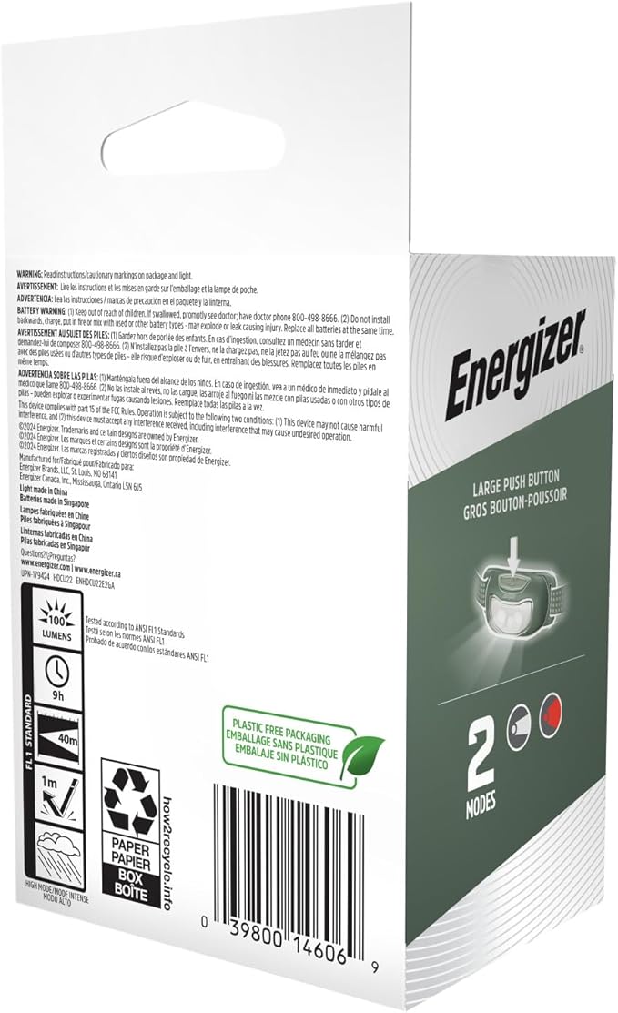 Energizer Universal+ LED Headlamp (2-Pack), IPX4 Water Resistant Headlamps, Bright Head Light for Outdoors, Camping, Running, Storm, Survival LED Light for Emergencies (Batteries Included)