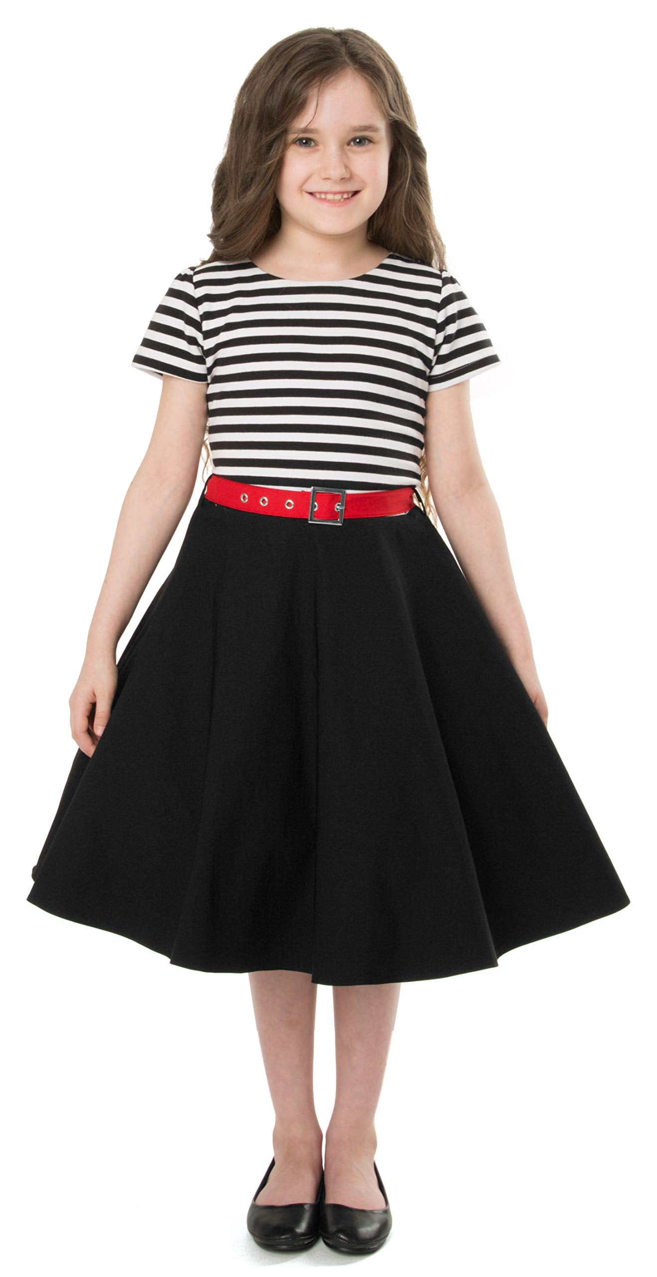 BlackButterfly Kids 'Maria' Vintage Striped Pin Up Dress (Black, 3-4 YRS)