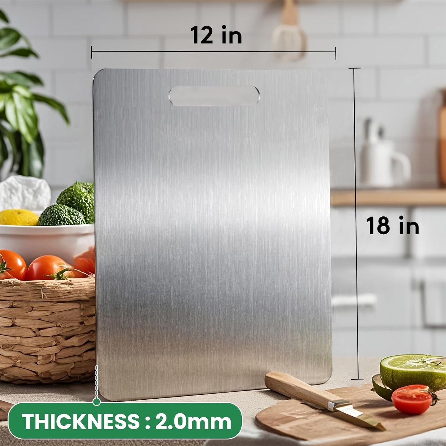 Titanium Cutting Board, 2025 New Upgrade 100% Pure Titanium Cutting Boards for Kitchen, Hygiene & Durability Non Stick Chopping Board, Double sided Cutting Mat, Easy to Clean (18 * 12)