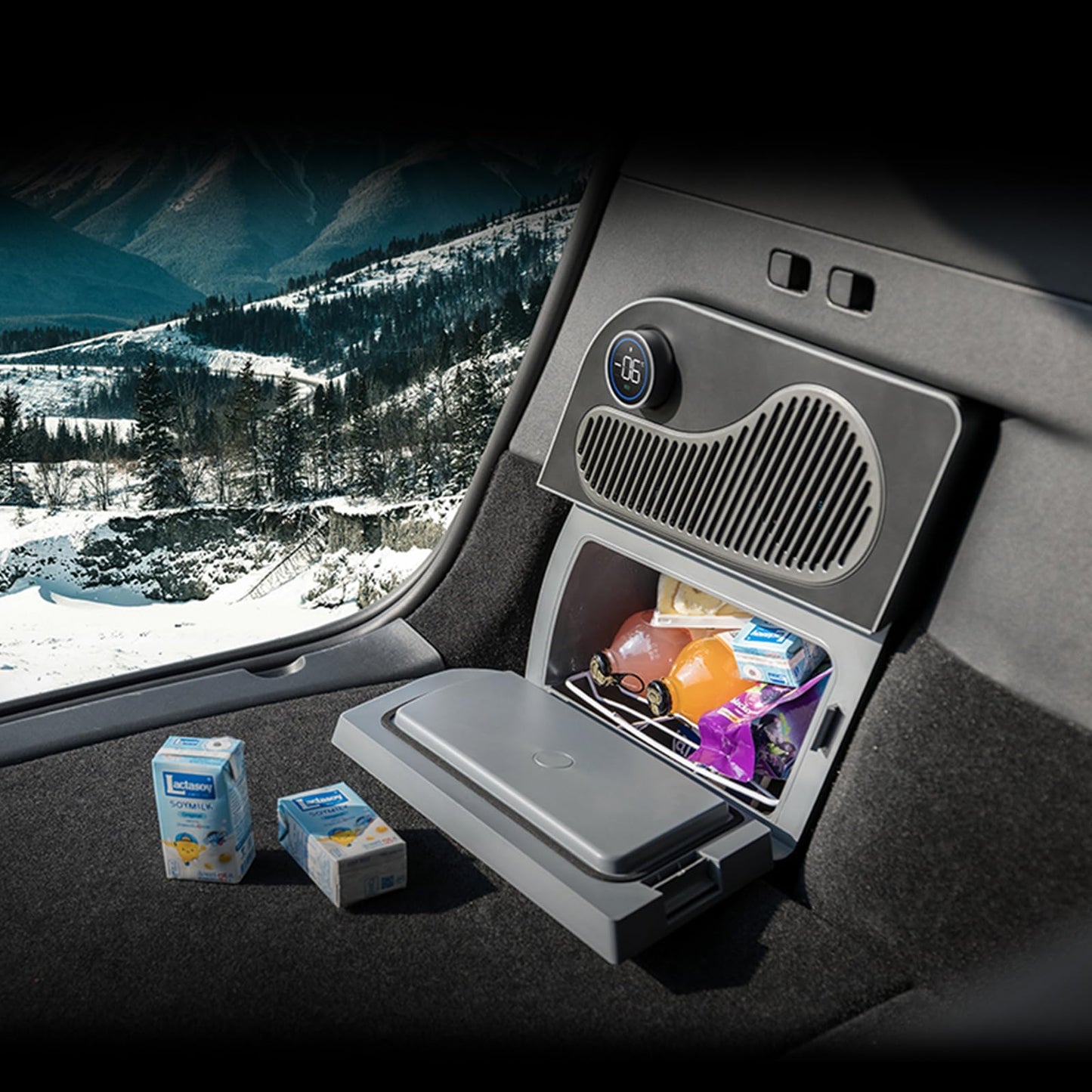 Tesstudio Car Refrigerator for Tesla Model Y 21-24, Model Y Junpier 2025+ 16L Capacity Trunk Car Fridge, -6°C Cooling, Portable Freezer Cooler for Camping, Outdoor Driving
