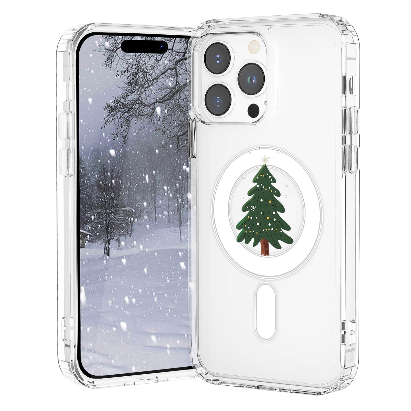 VibrantFruitique Christmas Case for iPhone 14 Pro,Christmas Tree Clear Magnetic Case,Compatible with MagSafe,Soft TPU Bumper Sho
