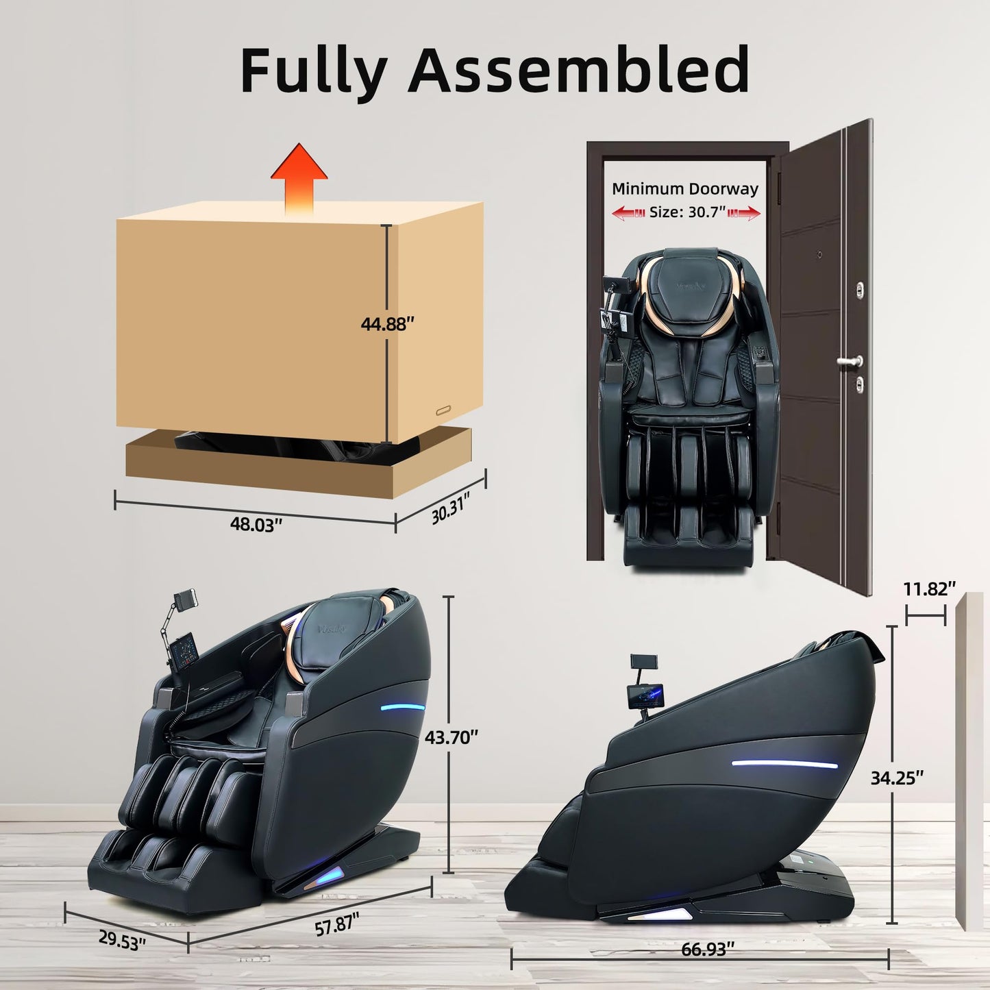 4D Massage Chair Full Body Recliner with Heat – Zero Gravity 57'' SL Track Shiatsu Massage Chair for Home Office with AI Voice, 7" Touch Screen, Wireless Charging,Neck & Shoulder Relief Mom/Dad/Wife