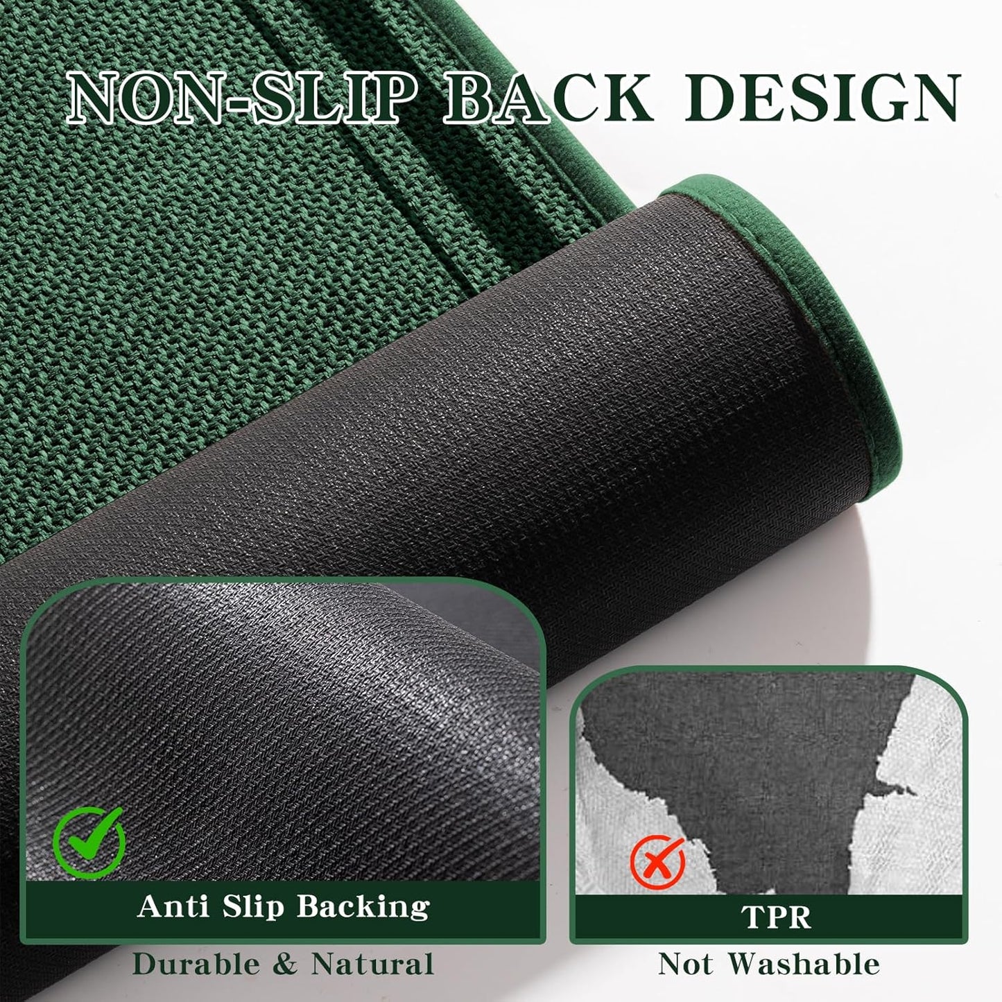 chakme Bathroom Rugs Mat 24x17, Ultra Thin Non Slip Bath Mat Small Quick Dry Absorbent Bath Mat for Bathroom Floor, (Dark Green, 24"x17")