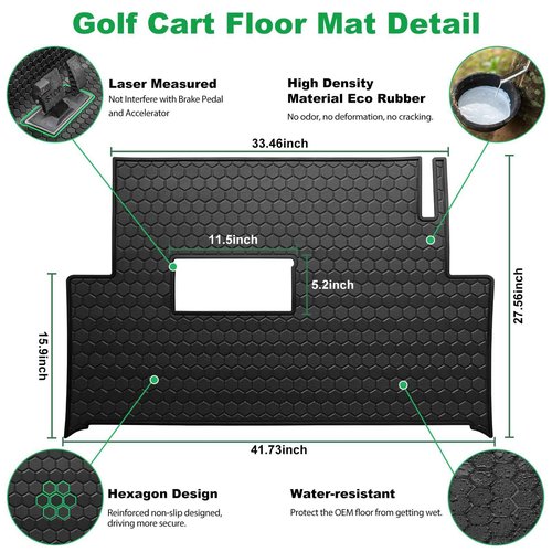 LEAPGOMAX Club Car Precedent Floor Mat, Full Coverage Golf Cart Floor Mat Replacement for Precedent (2004-2023)/Onward & Tempo (2017-2023)/Villager & V4L (2019-2023)-Black Trim