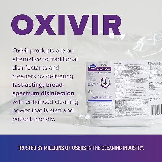 Oxivir Diversey 1 100850925 Disinfectant Cleaning Wipes, Pre-Moistened with Accelerated Hydrogen Peroxide AHP, Unscented, 160 Extra Large 11x12-Inch Wipes, 1-Refill Bag