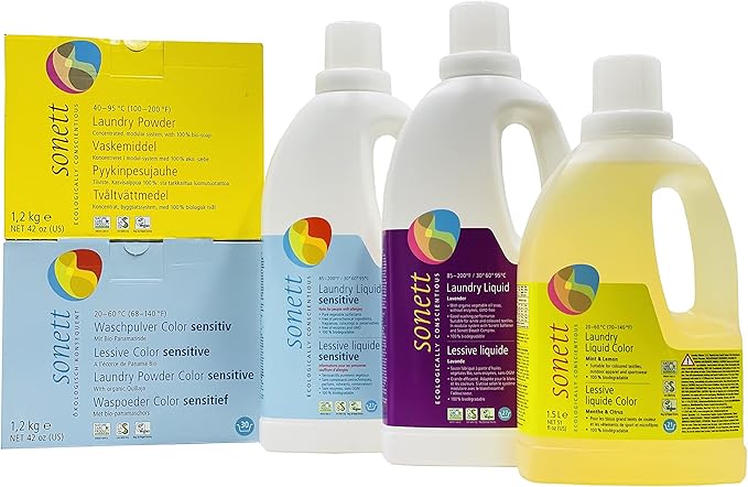 Sonett Organic Dishwasher Tablets 25 Count Deep Clean Dish Tab Fresh Scent 25 tablets x 0.67oz,18 fl.oz/ 500gr (5 Count)