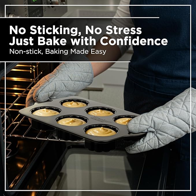 Wrenbury Mini Charlotte Cake Pan - Non-Stick & Food Safe, 6-Cup Fluted Mold, Includes Recipe Book, Easy Release & Clean, Perfect for Buntz Cakes