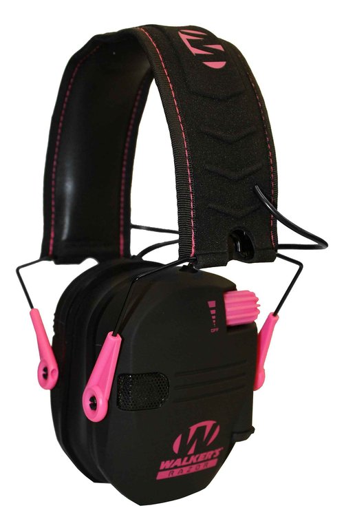 Walker's Game Ear Razor Slim Electronic Muff, Pink & Razor Walkie Talkie Handsfree Communication up to 3 Miles, Black