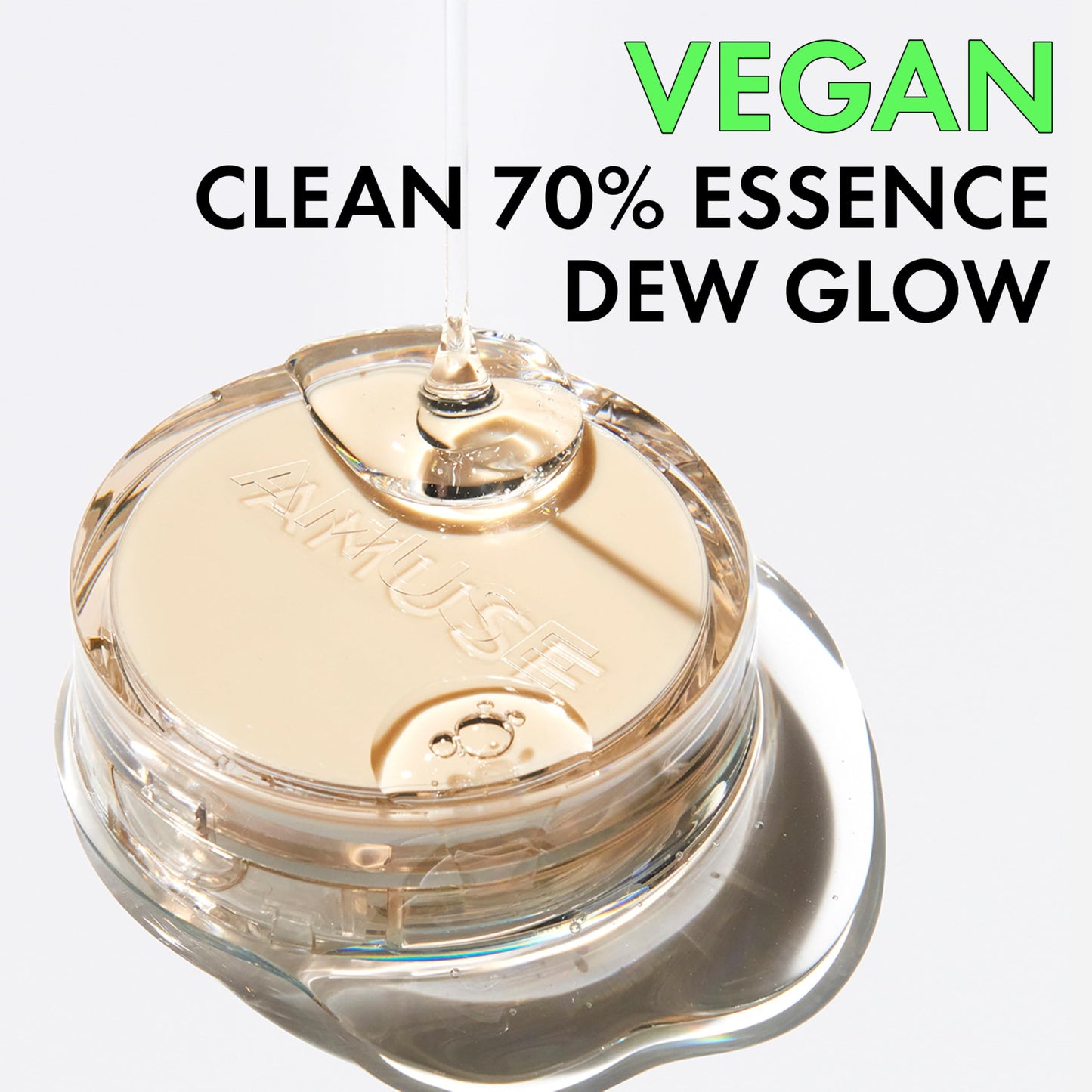 AMUSE SEOUL Dew Jelly Vegan Cushion Foundation Glow Dewy Finish Clean Beauty Dry and Sensitive Skin Eco-Friendly (01 SOONSOO REF