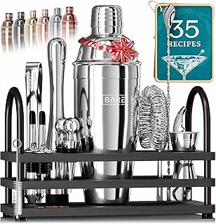 BARE BARREL® Mixology Bartender Kit Bar Set | 14-Piece Cocktail Shaker Set | Martini Barware Mixing Tools for Home Bartend...