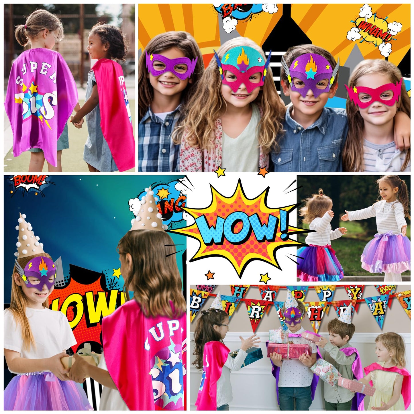D.Q.Z Superhero-Capes and Masks for Kids, Big Sister Gifts for Girls' Role Play New Sibling Birthday Family Party (Rose)