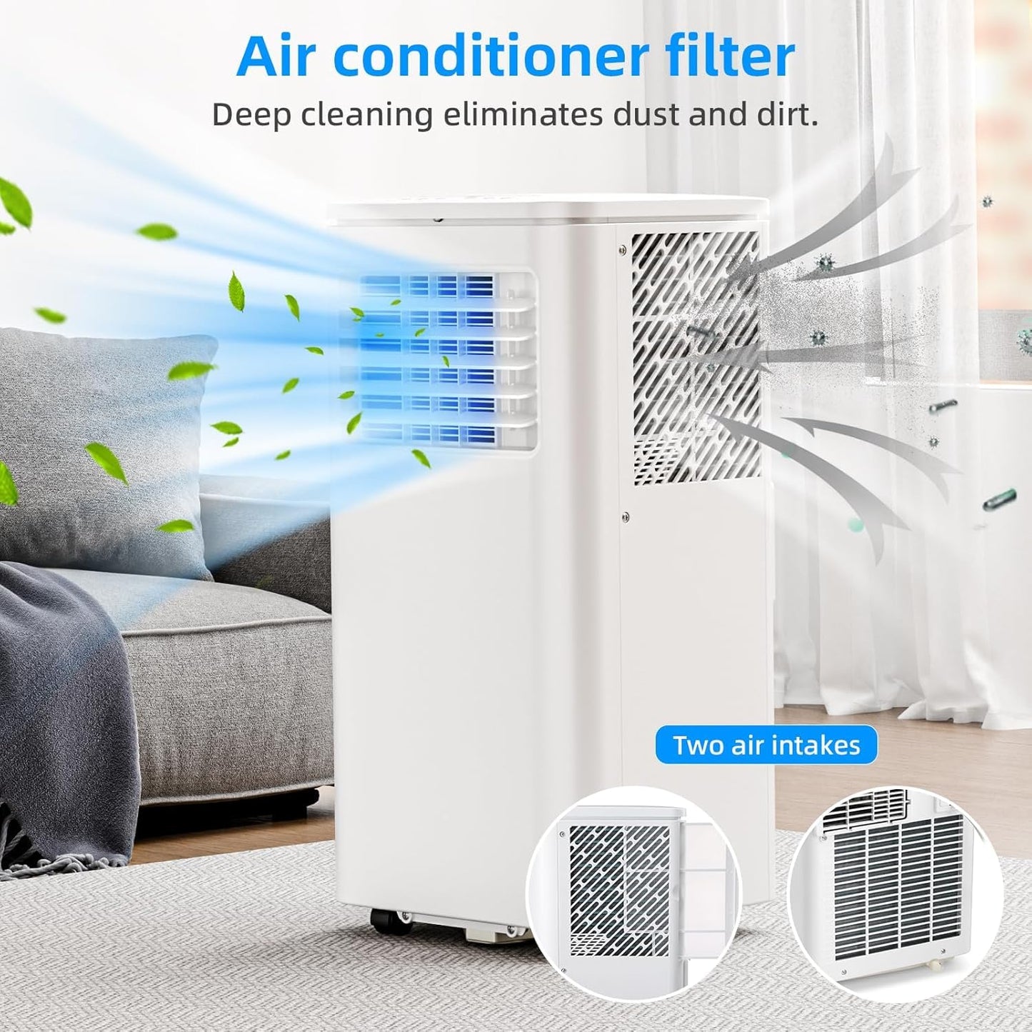 Antarctic Star 10000 BTU Portable Air Conditioner, 3 in 1 Free Standing Cooling AC Unit with Fan & Dehumidifier & Cools, Sleep Mode, 24H Timer, for Home/Kitchen/Office