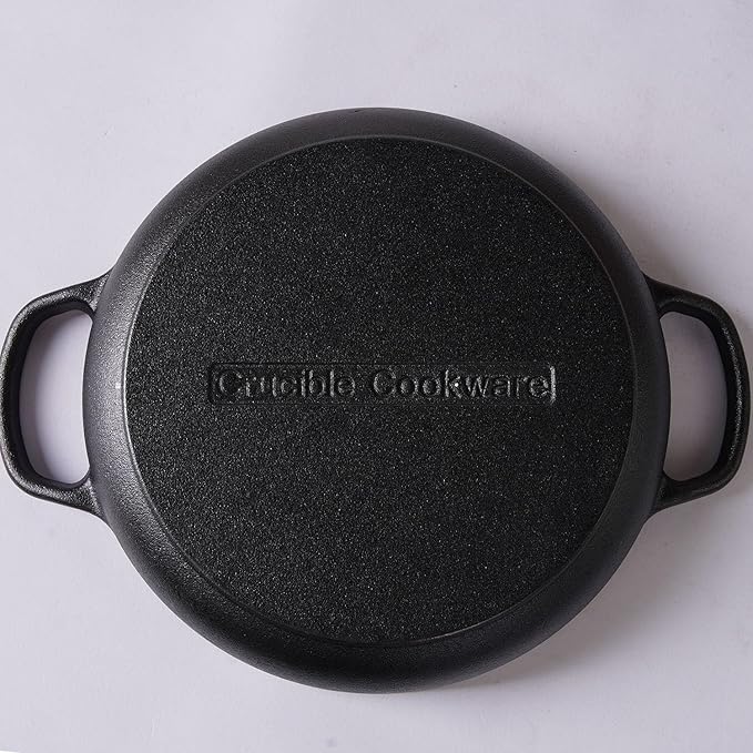 Crucible Cookware Cast Iron Bread Pan, Sour Dough Artisan Bread Oven – Pre-Seasoned – Round 26 cm, 6.25 L (6.6 qt) – Boule Pan with a Deep Lid for Steam Baking