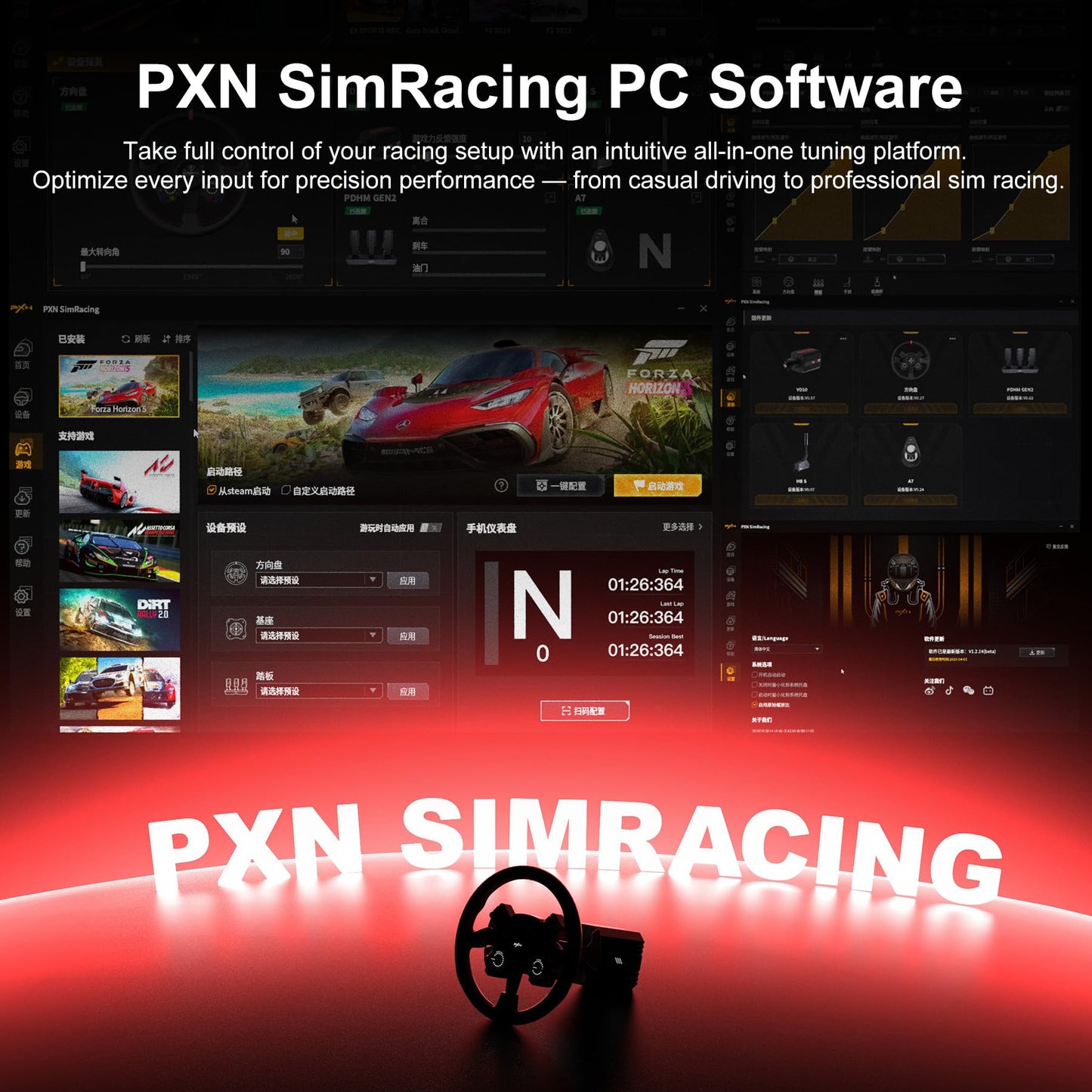 PXN VD10 + W DS R2 Racing Wheel Bundle - VD10 Direct Drive Base with W DS R2 Gaming Steering Wheel, 10Nm Force Feedback, Professional Servo Motor - Sim Racing Set for PC Windows