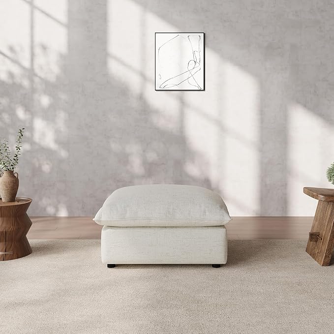 Gtilzria Ottoman,Down Fill Comfort Footrest,Down Filled Spill & Stain-Resistant Cloud Couch,L Shape U Shape Cloud Modular Sectional Sofa for Living Room,Apartment,Office,Cream White
