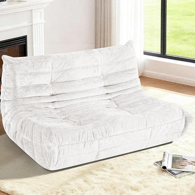 HABUTWAY Bean Bag Chair, Giant Bean Bag Chairs for Adults, Loveseat Fireside Chair, 2 Seater Lazy Bean Bag Sofa Memory Foam Couch for Living Room, Bedroom, Office (Beige)