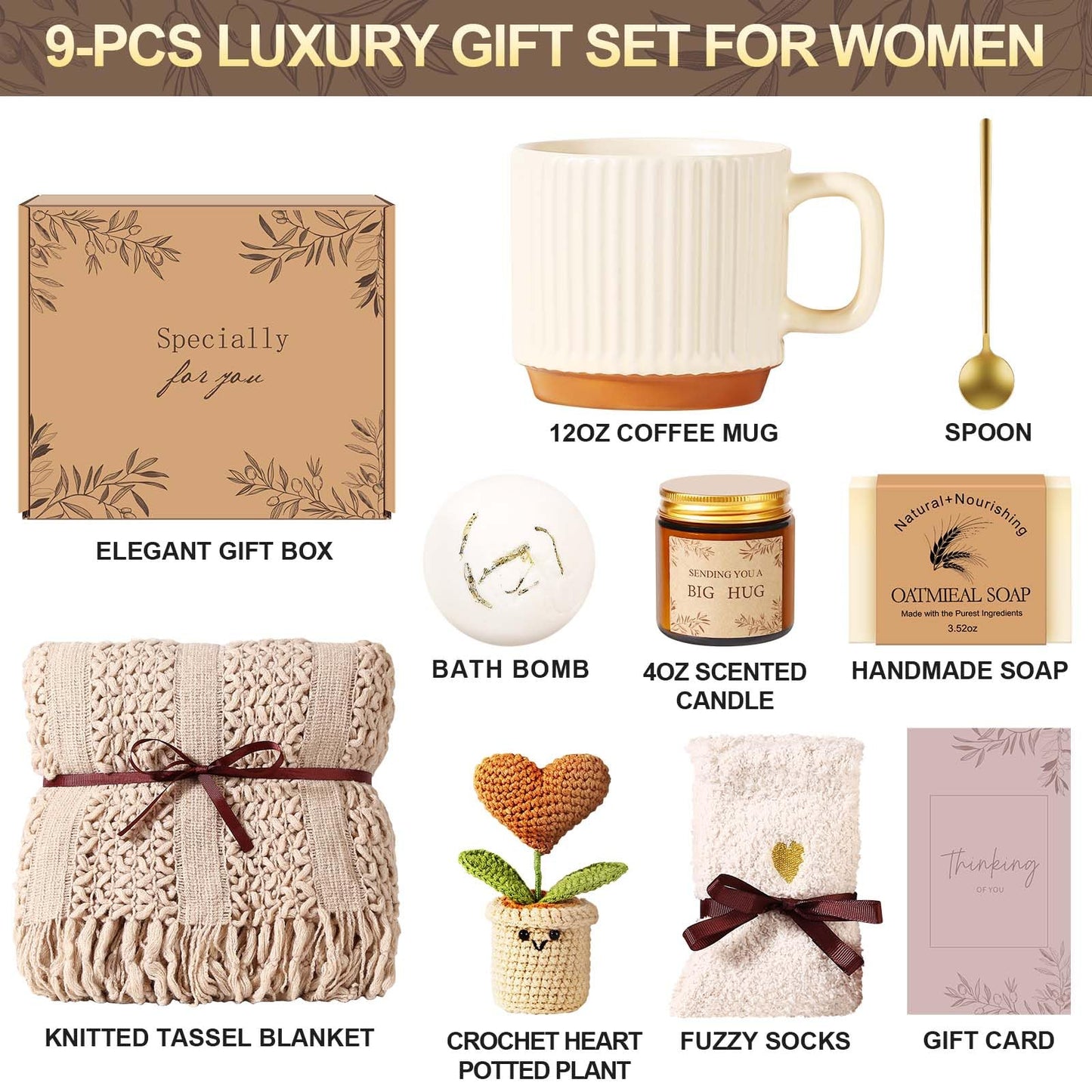 Get Well Soon Gift Baskets for Women Self Care Gifts, Spa Care Package After Surgery Inspirational Thinking of You Sympathy Gifts, Birthday Christmas Gift for Women Friends Mom Sister Grandma