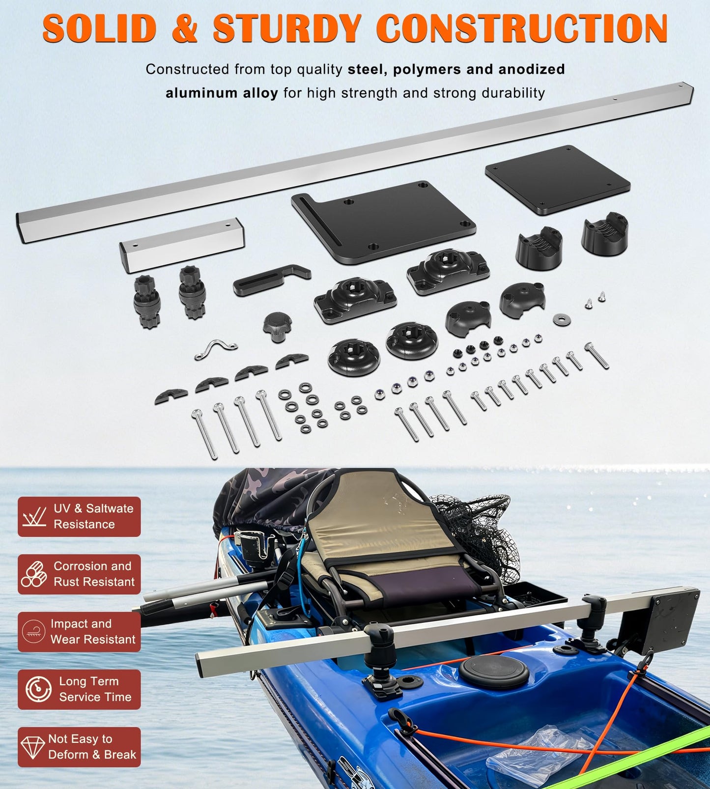 Bonbo for Kayak Trolling Motor Mount 04-4091-11, Adjustable & Universal Transom Motor Mount Bracket Fits for Most Kayak Clamp-on Electric Trolling Motors Up to 60lbs Thrust