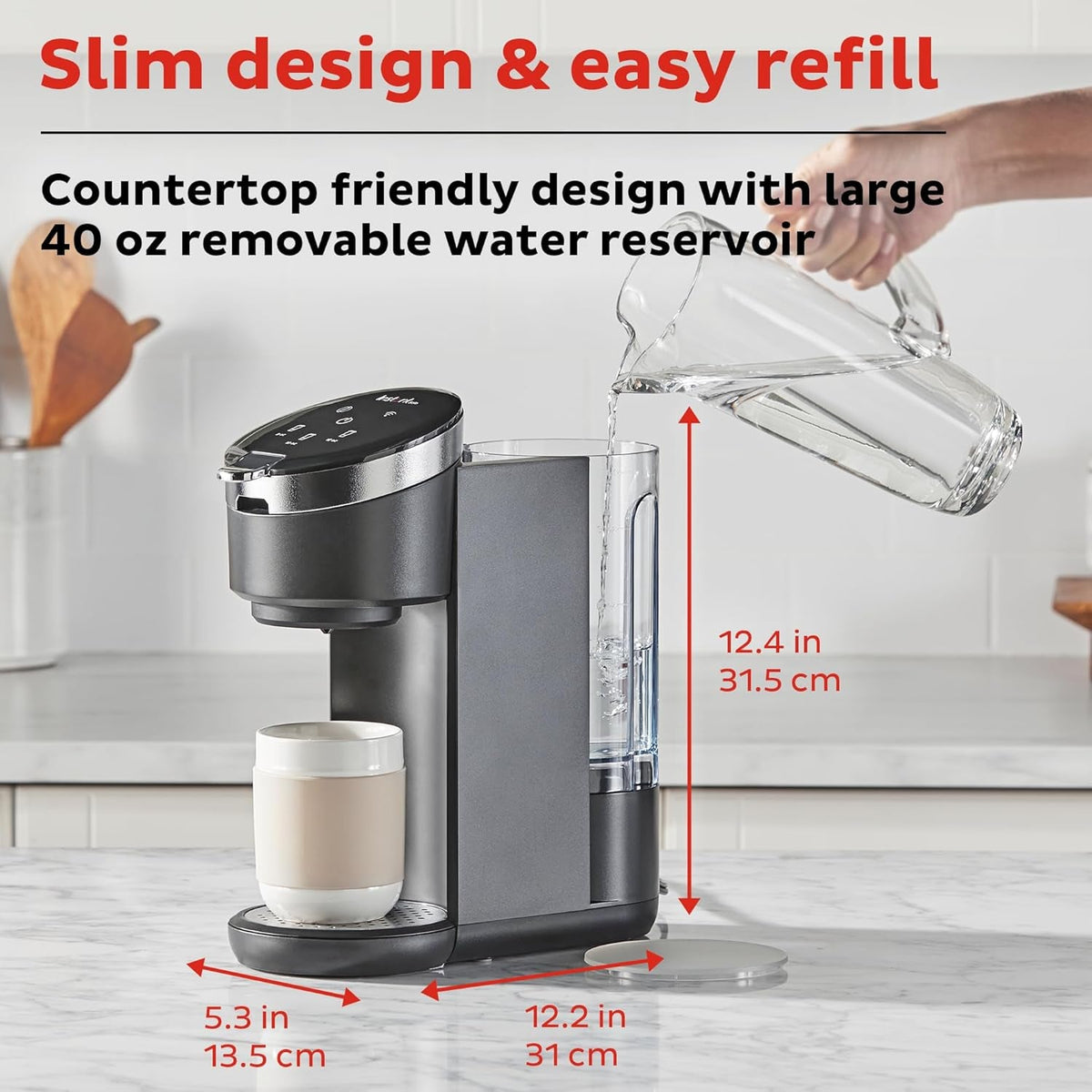 Solo WIFI Connect Single Serve Coffee Maker, from the Makers of Pot, Coffee Brewer, Includes Reusable Coffee Pod & Bold Setting, Brew 8 to 12Oz., 40Oz. Water Reservoir, Black