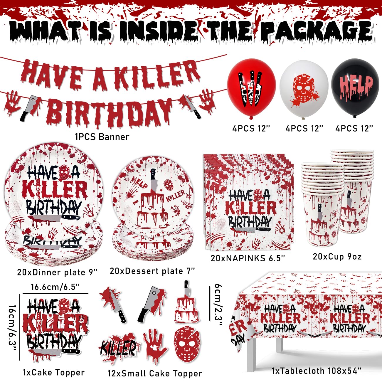 Halloween Birthday Party Decorations Have a Killer Birthday Decorations Scary Bloody Hand Plates Napkins Cups Have a Killer Banner Tablecloth Balloon for Halloween Horror Movie Decor