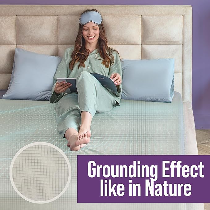 Earth Grounding Sheets King Size with 12% Silver Fiber & 4% Silk & 84% Cotton - Beige - SGS Quality Certified Grounded Well Bed Sheet - Conductive Fitted Sheet for Better Sleep