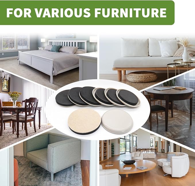 COVERCORNER Furniture Sliders for Hardwood Floors, Furniture Sliders for Carpeted Floors, 8 PCS 4 3/4 inch Combo Pack, Sliders for Moving Furniture, Furniture Movers Sliders