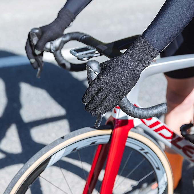 GripGrab Merino Wool Thermal Full Finger Liner Gloves Touchscreen Knitted Inner Cycling Running Hiking Undergloves