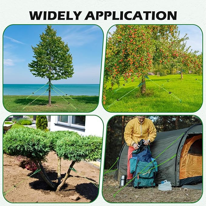 3 Pack 18" Tree Stake Kit, Heavy Duty Spiral Stakes and Supports for Leaning and Young Trees Straightening, Protect Trees from Bad Weather (Green)
