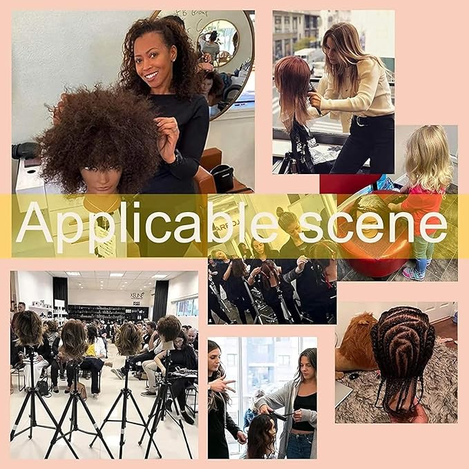 African Braiding Mannequin Head with 100% Human Hair, Cosmetology Mannequin Head with 8 Inch Afro Kinkys Curly Hair Training Manikin Doll Heads for Practice Braiding