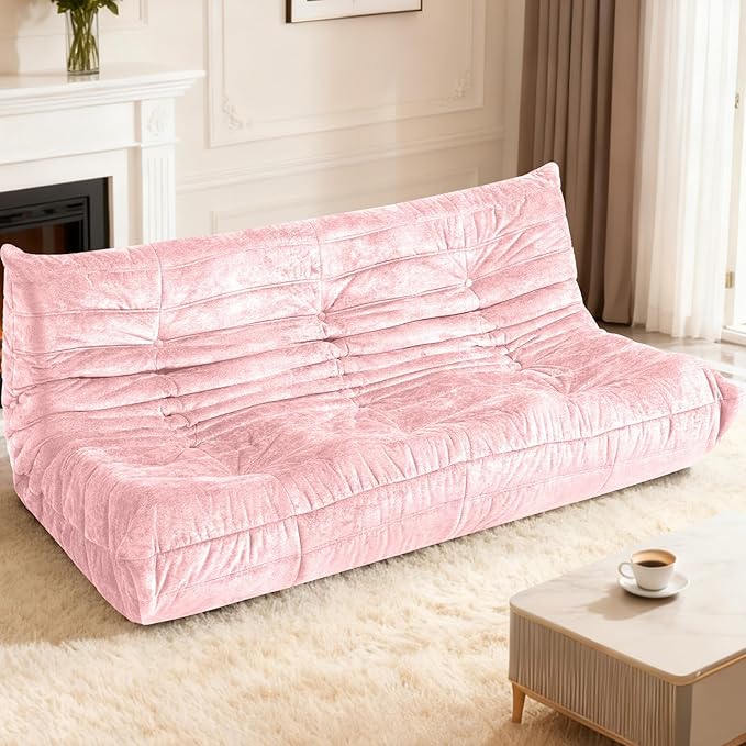 HABUTWAY Bean Bag Chair, Giant Bean Bag Chairs for Adults, 3 Seater Fireside Chair, Lazy Large Floor Bean Bag Sofa for Living Room, Bedroom, Dorm, Office (Pink)