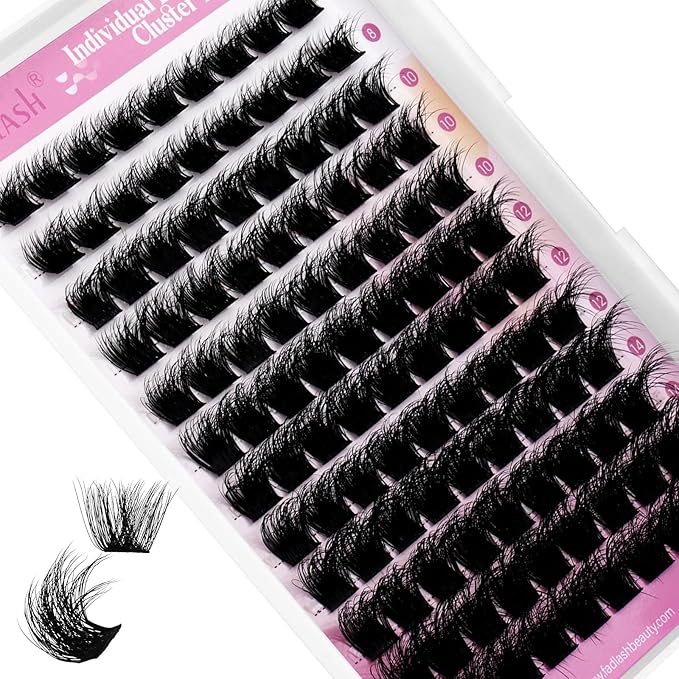 FADLASH Lash Cluster Eyelash Extensions 8-16mm Individual Cluster Lashes D Curl DIY Lash Extension Clusters 3D Effect Eyelash Clusters Volume (Y01-3D-Mix8-16)