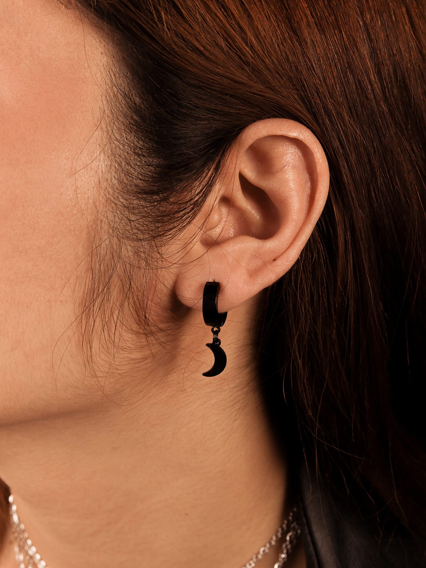 Sacina Black Crescent Moon Earrings - Gothic, Goth, Grunge & Emo Styles - Stainless Steel, No Gemstone