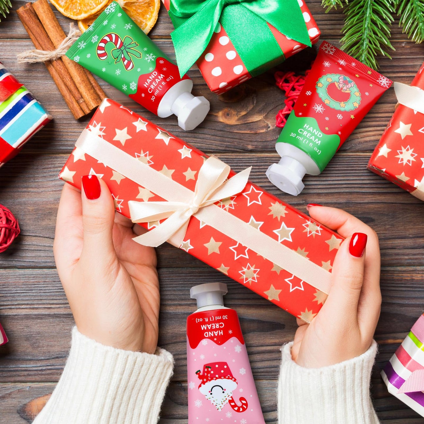 Loopeer 48 Pcs Christmas Hand Cream Gifts Bulk for Women Hand Lotion Travel Size Mini Cremas Para Manos for Dry Cracked Hands Mo