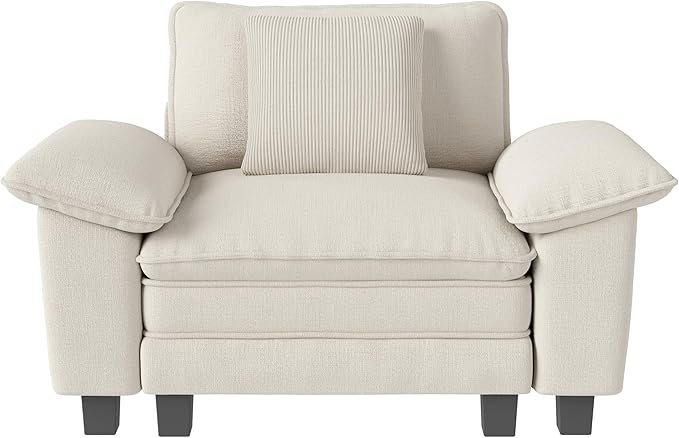 MIXPATIO 53.5" Cloud Modular Sectional Single Sofa, Deep Seat Armchair with Plush Chenille & Removable Arms for Living Room, Beige