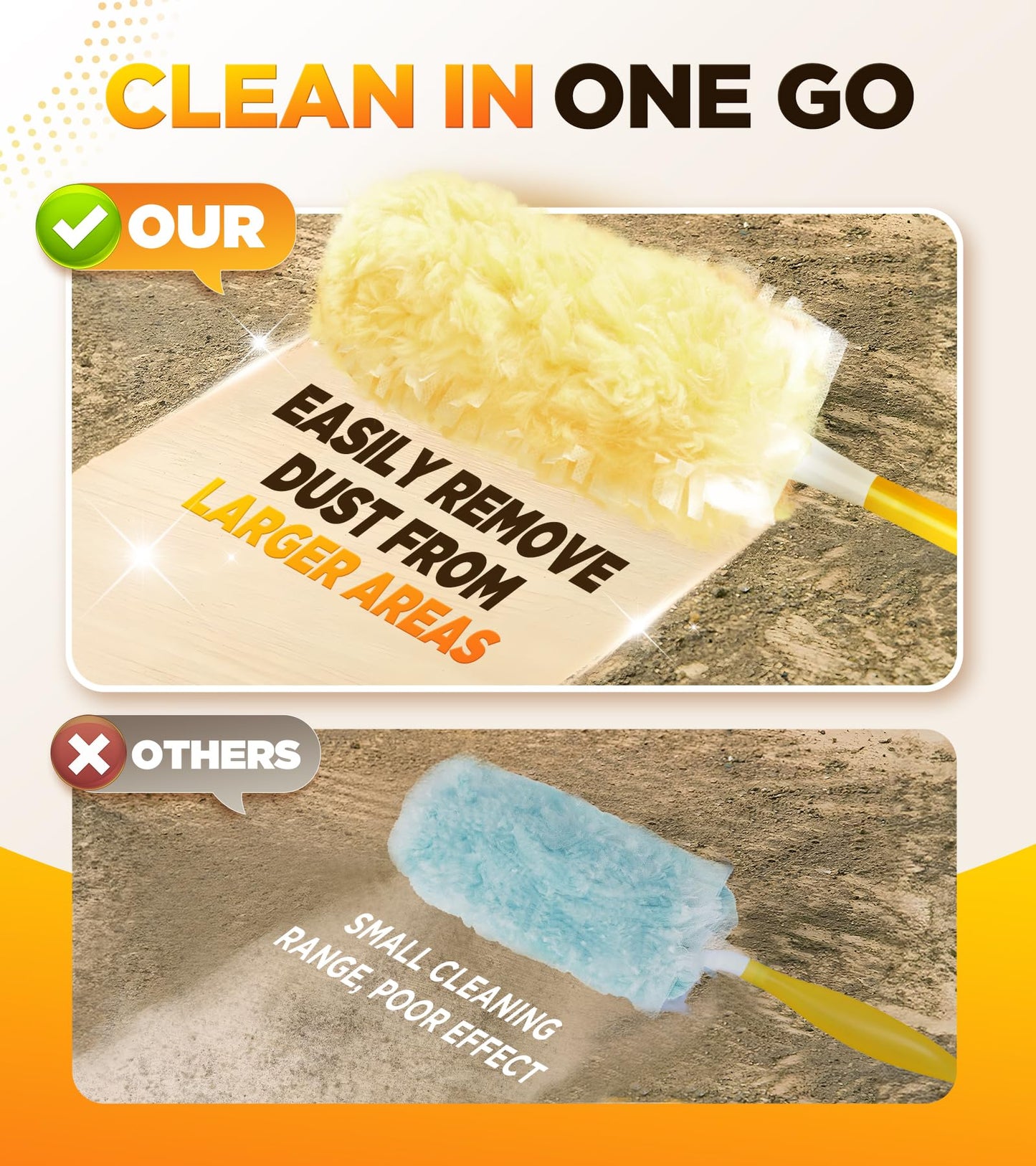 60 Count Heavy Duty Duster Refills for Swiffer, Multisurface 360° Larger Size Dusters with 4X Microfibers, Unscented Disposable Dusters for Cleaning Home, Blinds, Fans, Corners (Only Duster)