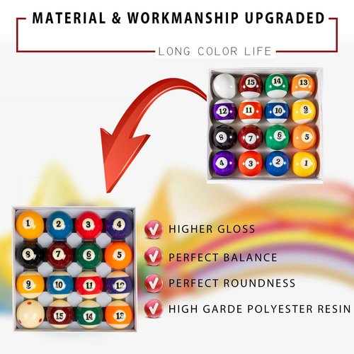 Collapsar Deluxe 2-1/4" Billiard Pool Balls Marble-Swirl Style Billiards Ball Complete 16 Ball Set (Several Style Available) (PRO Premium)