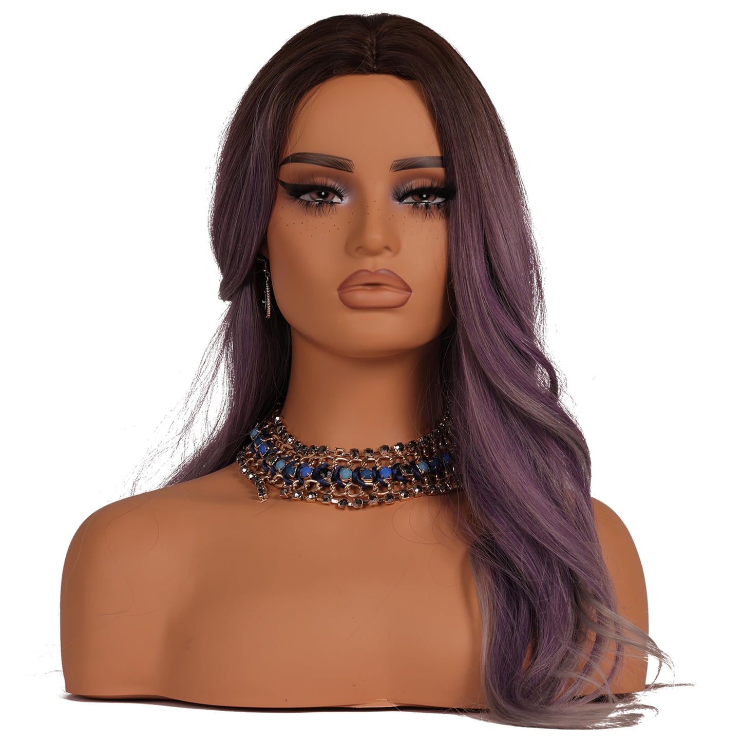 J&F CO Realistic Europe and America Female Mannequin Head with Shoulder Display Manikin Heads Bust for Wigs,Makeup,Beauty Access