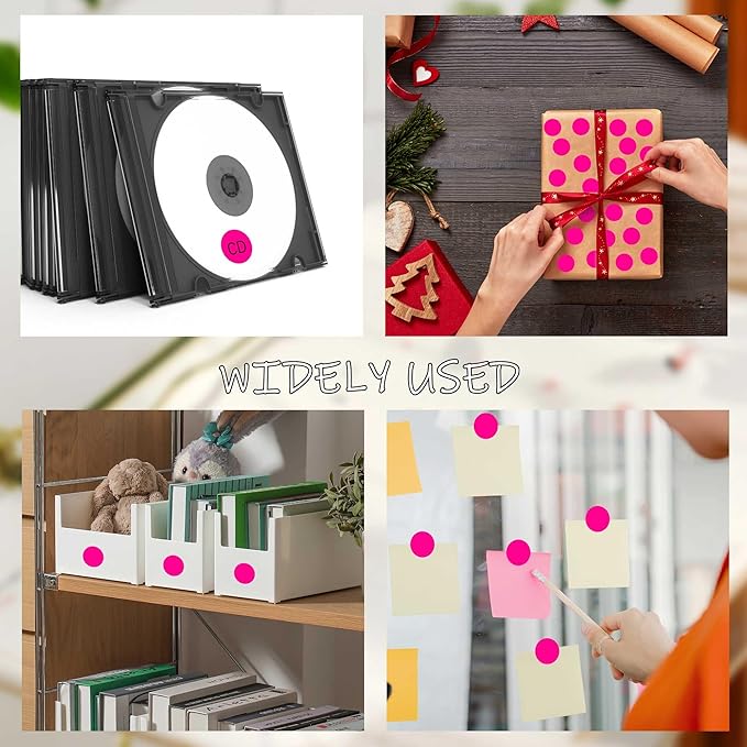 0.75 Inch 4 Rolls of 4000 Colorful Dots Sealing Stickers,Round Permanent Adhesive Color Code Label,Fluorescent Pink Dot Stickers for Home Decorative, Storage Bins,Office Organization,CDs,DIY