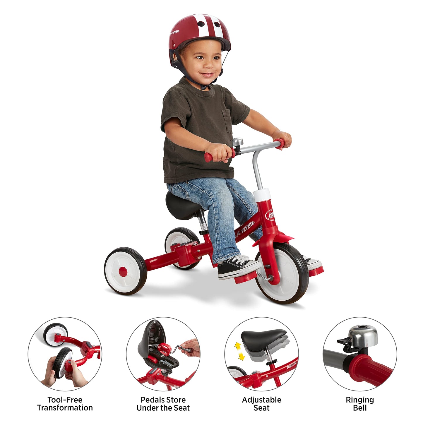 Toddler Bike, Kids Bike, Tricycle Toddler Toys for Ages 2-4, Baby Toy, Radio Flyer Triple Play Trike, for Ages 1-3 Years, Red