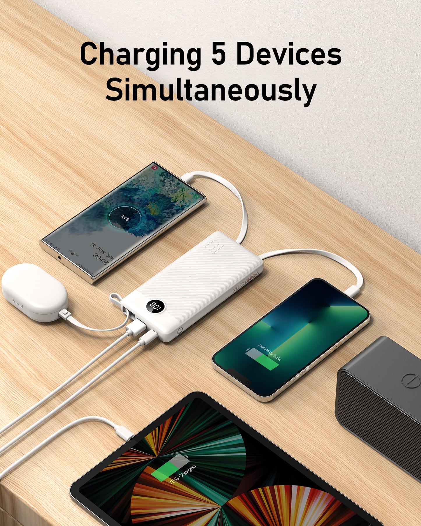 Veektomx Portable Charger Built-In Cables, 20000Mah Power Bank For Iphone, Fast Charge Usb C Battery Pack Travel Essentials Powe