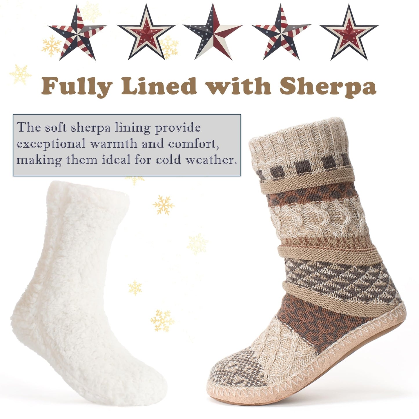 Cozylook Womens Fuzzy Slipper Socks with Grips Winter Warm Cabin Socks Non Slip, Stocking Stuffers for Adults Women Her, Christmas Gifts for Women Wife Mom Grandma Her Girlfriend Cozy Holiday Gifts